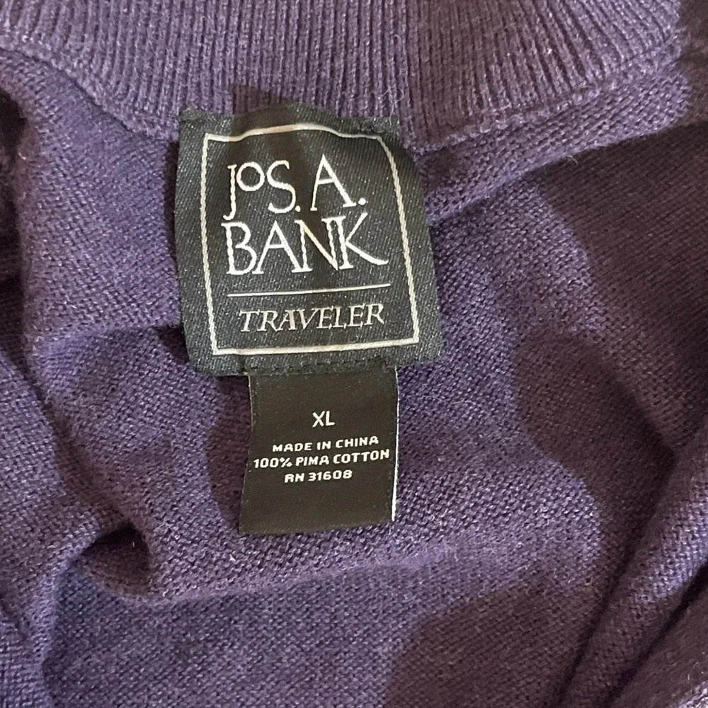 Men's Jos. A. Bank Traveler Pima Cotton Quarter Zip Sweater Purple XLarge